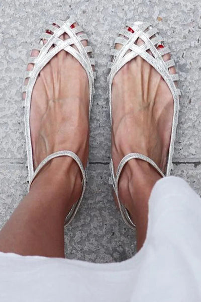 GIADA| Elegant woven ballerina with ankle strap for a sophisticated style