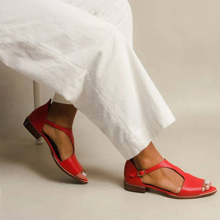 ALBINA | Elegant open low sandals with strap for a refined look