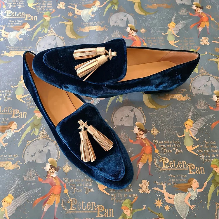 Carol – Elegant Midnight Moccasin with Champagne Fringes