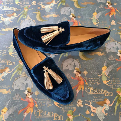 Carol – Elegant Midnight Moccasin with Champagne Fringes
