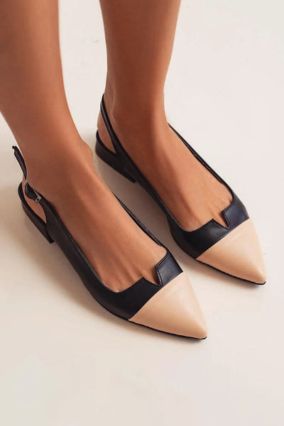 VITTORIA | Elegant ballet flats with pointed toe and two-tone details for a refined style
