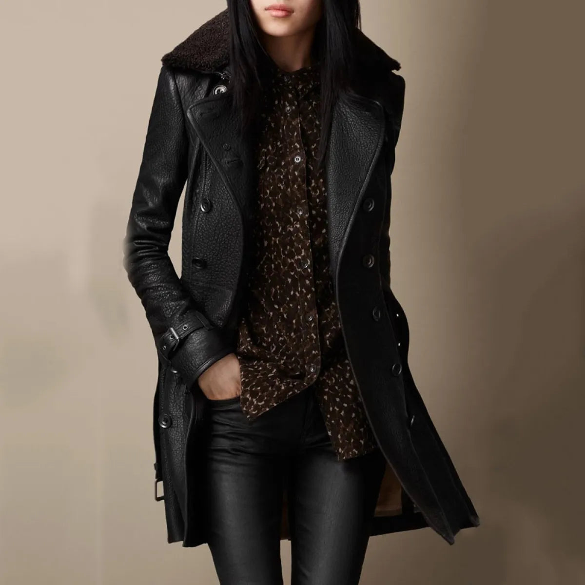 Victoria™ – Elegant Leather Coat