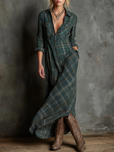 Striped Maxi Dress – Elegant Striped Maxi Dress with Lapel