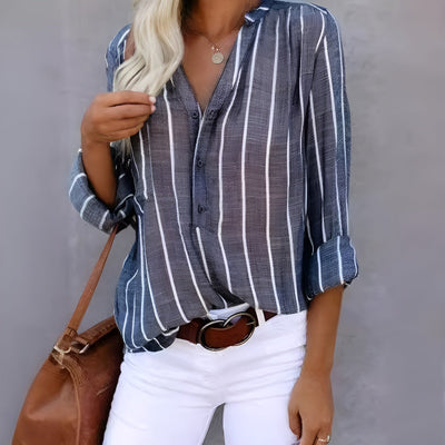 Maddie - Striped Button-Up Shirt