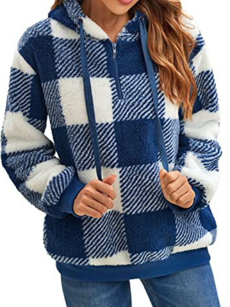 Nicole – Elegant Check Fleece Hoodie