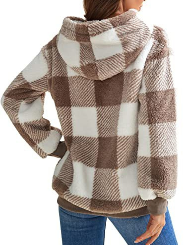 Nicole – Elegant Check Fleece Hoodie