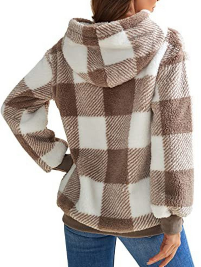 Nicole – Elegant Check Fleece Hoodie