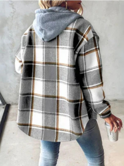 Camden – Elegant Plaid Hooded Shacket