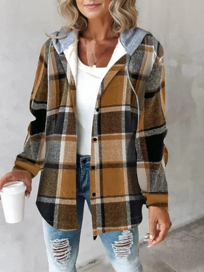 Camden – Elegant Plaid Hooded Shacket