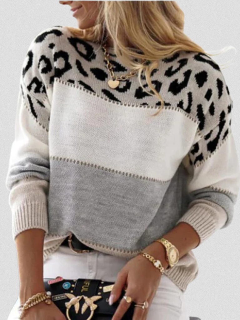 Emma – Elegant Leopard Accent Sweater