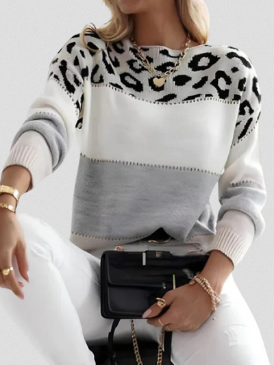 Emma – Elegant Leopard Accent Sweater