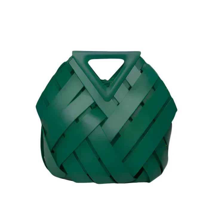 Amara | Woven Leather Bag with Geometric Handle
