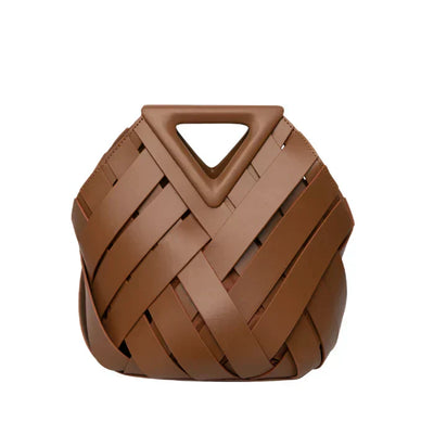 Amara | Woven Leather Bag with Geometric Handle