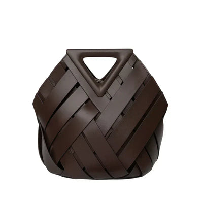 Amara | Woven Leather Bag with Geometric Handle