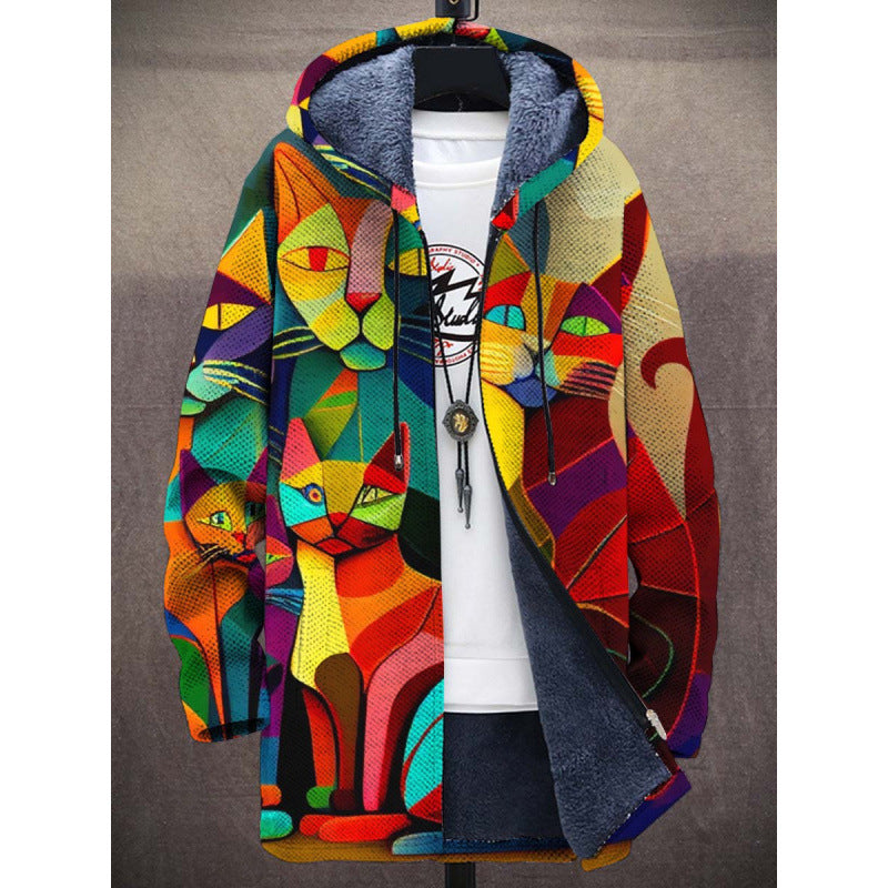 Flavia – Elegant Abstract Cat Hoodie