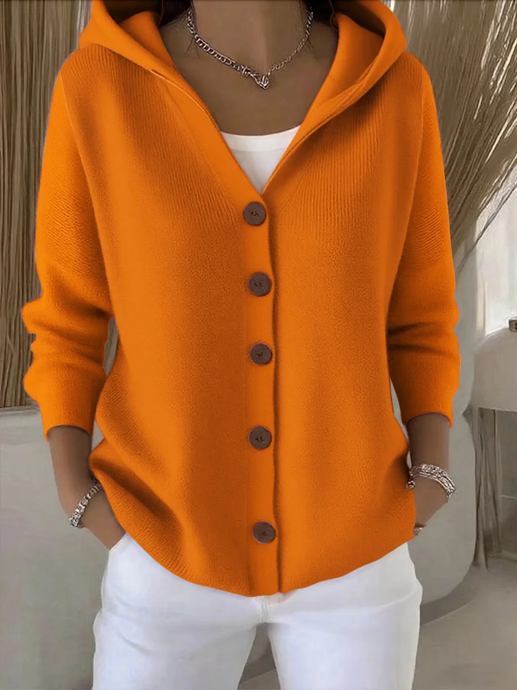 Nylah – Elegant Hooded Vest with Buttons