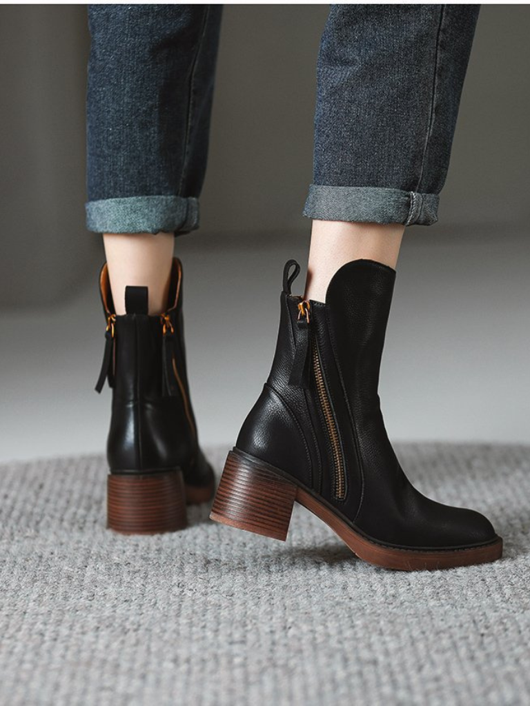 Barbara – Elegant Block Heel Ankle Boots