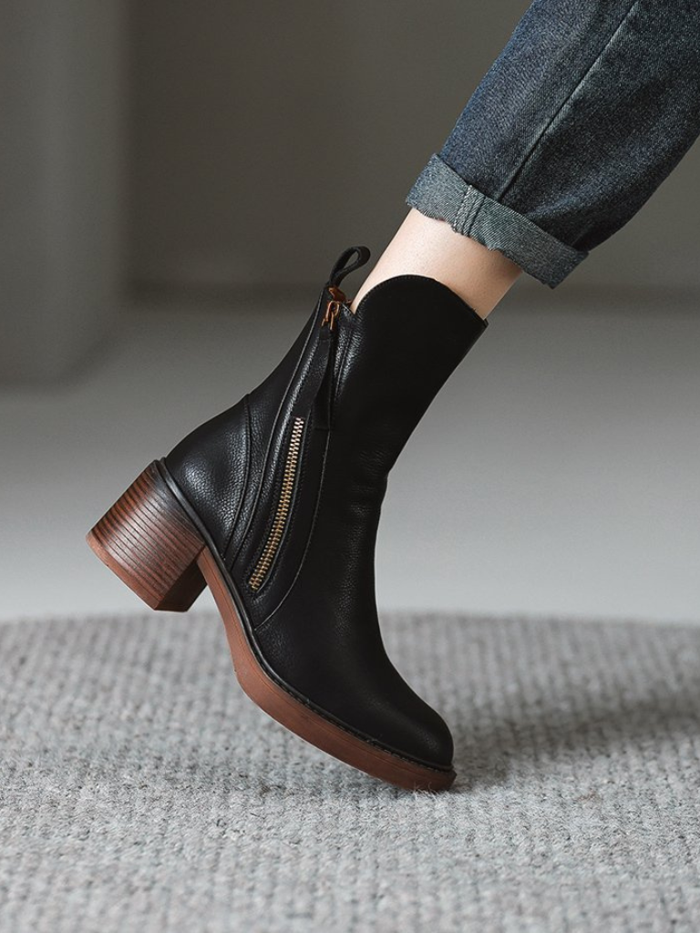 Barbara – Elegant Block Heel Ankle Boots
