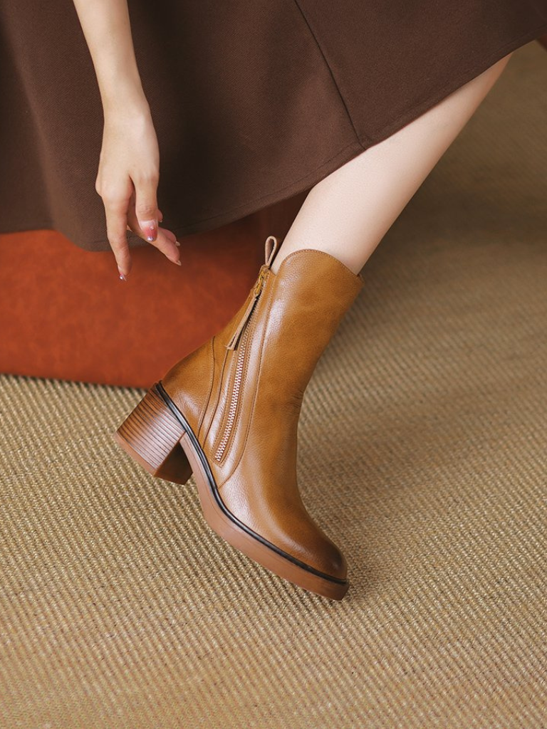 Barbara – Elegant Block Heel Ankle Boots