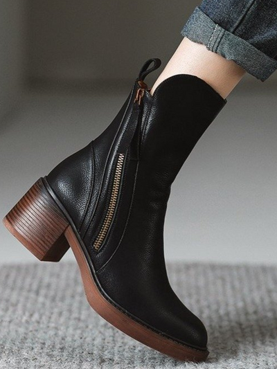 Barbara – Elegant Block Heel Ankle Boots