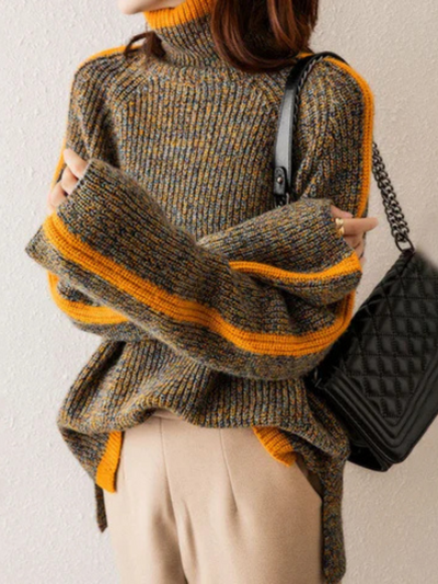 Fern – Elegant Cozy Stripe Turtleneck Sweater