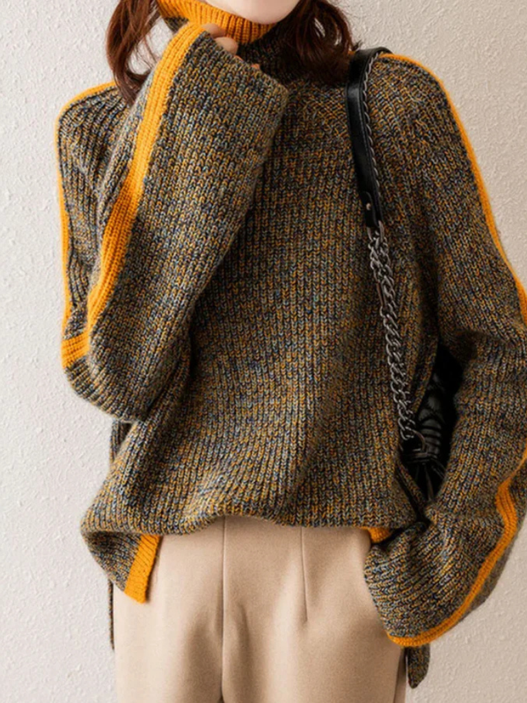 Fern – Elegant Cozy Stripe Turtleneck Sweater