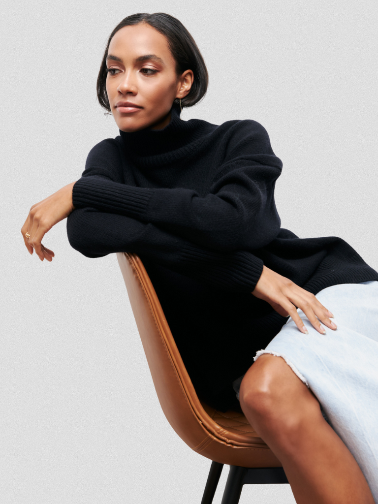 Elena – Elegant High-Collar Knit Sweater