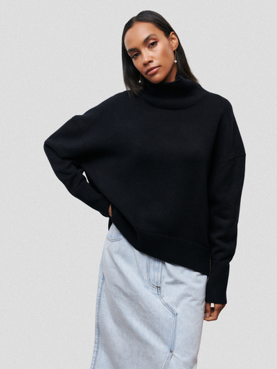 Elena – Elegant High-Collar Knit Sweater