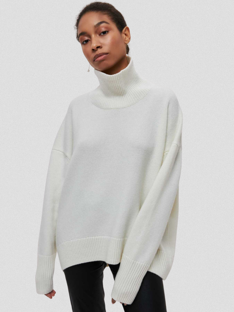 Elena – Elegant High-Collar Knit Sweater