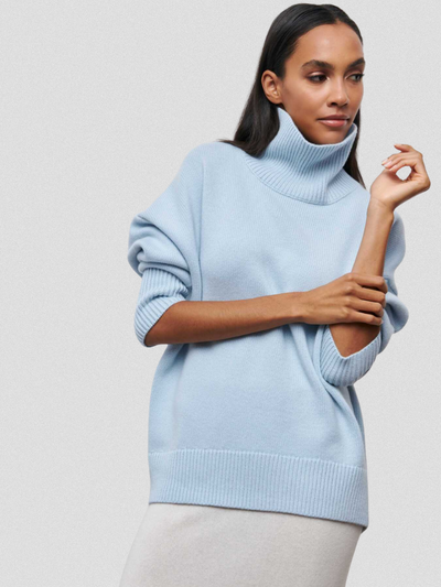 Elena – Elegant High-Collar Knit Sweater