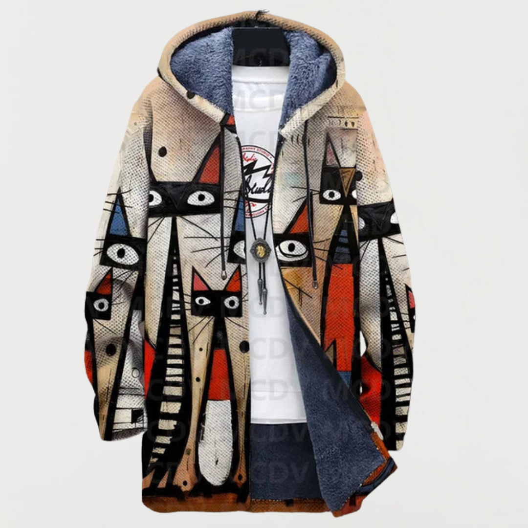 Cleo – Elegant Abstract Cat Hoodie