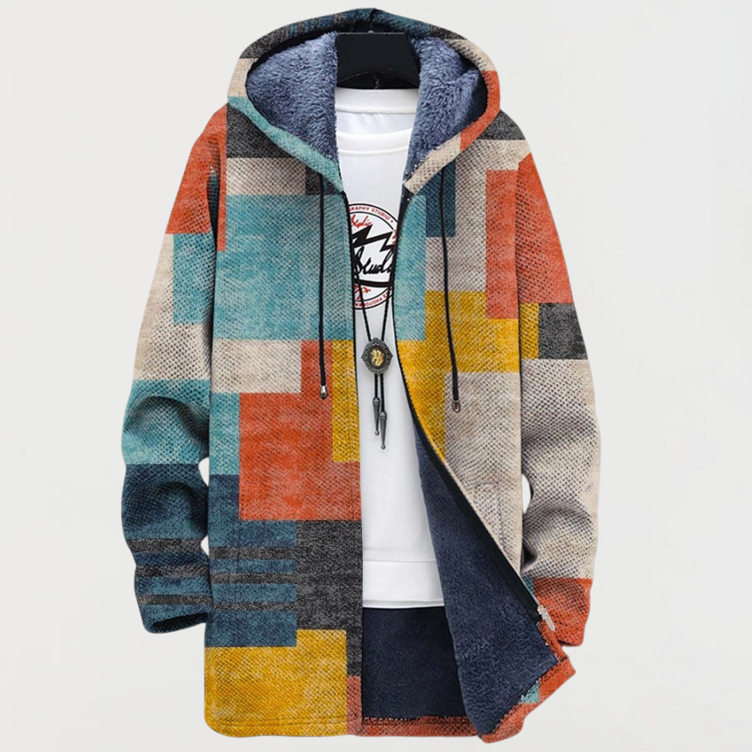 Cleo – Elegant Geometric Color Block Hoodie