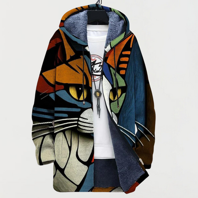Lunaria – Elegant Abstract Cat Face Hoodie