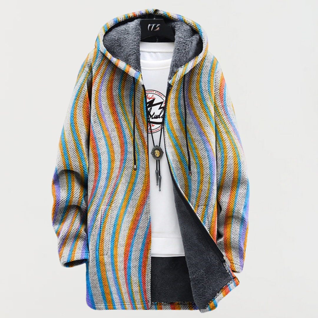 Maya – Elegant Swirl Stripe Hoodie