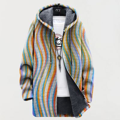 Maya – Elegant Swirl Stripe Hoodie