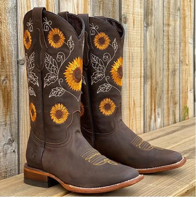 Sunset Bloom – Elegant Floral Ankle Boots