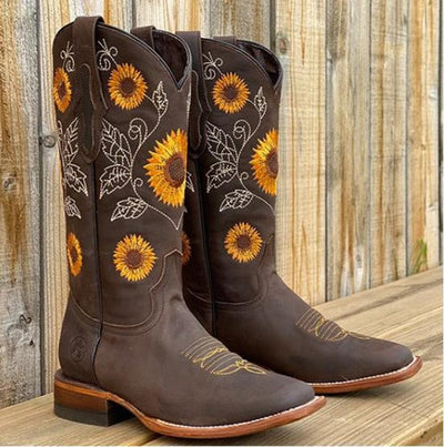 Sunset Bloom – Elegant Floral Ankle Boots