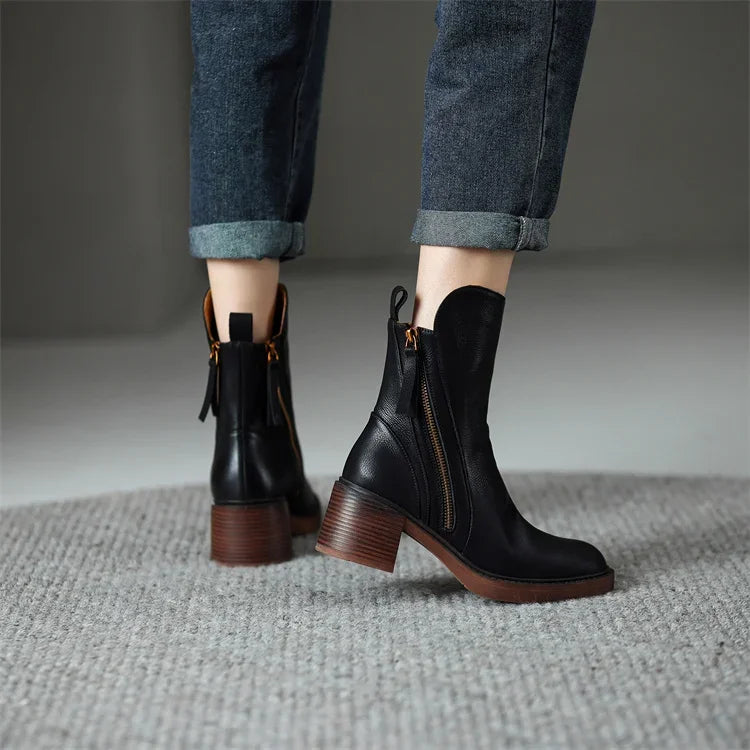 Grazia – Timeless Elegant Ankle Boots with Block Heel