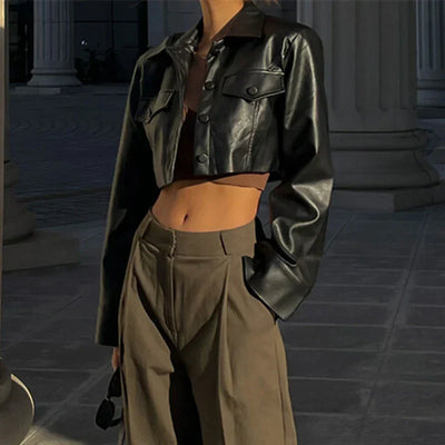 Élise™ | Elegant Faux Leather Jacket