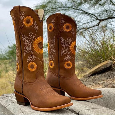 Sunset Bloom – Elegant Floral Ankle Boots