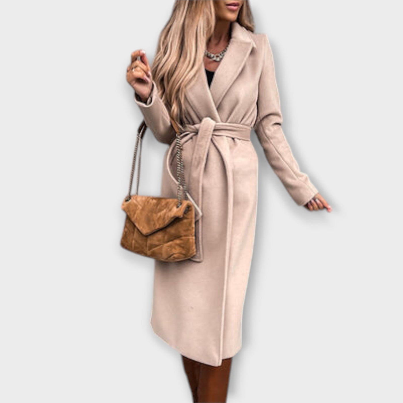 Eliza - Stylish Long Coat with Bow