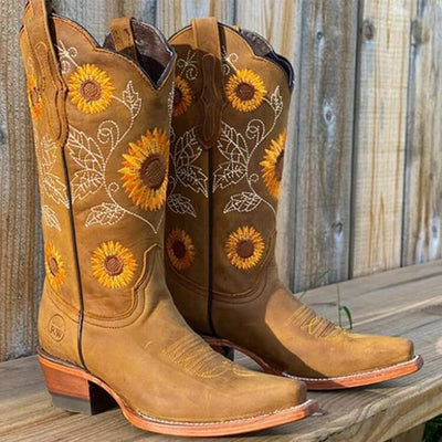 Sunset Bloom – Elegant Floral Ankle Boots