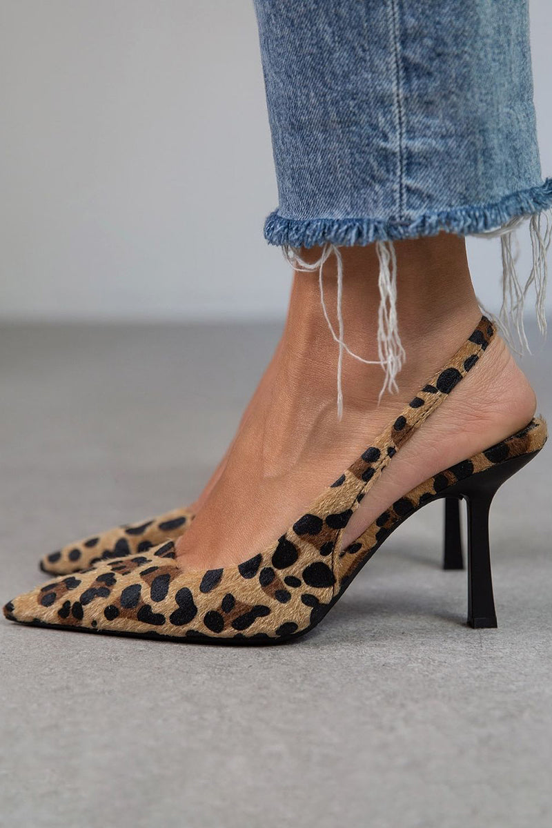 Liorina | Khaki leopard print pointed toe heels