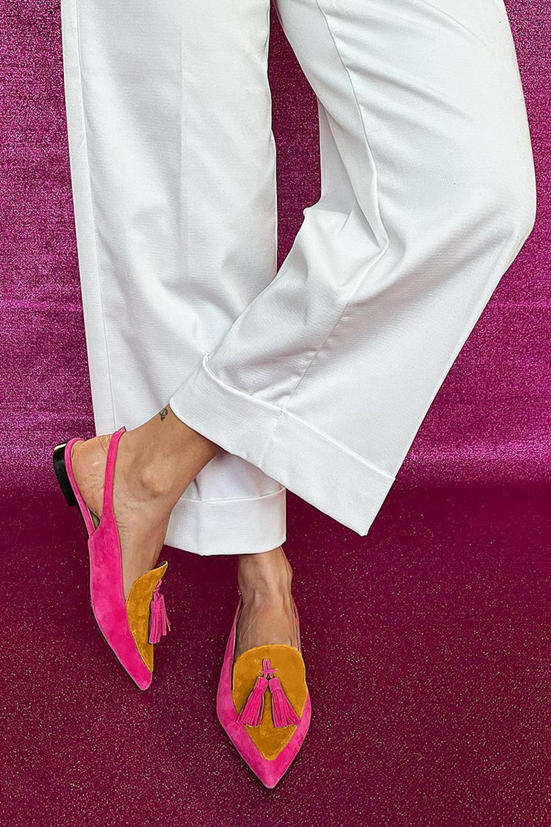 Rosaa™ – Elegant Colourful Ballerinas with Fringes and Decorative Ankle Strap