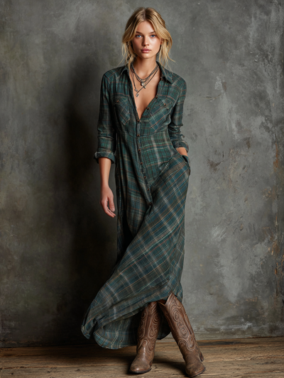 Striped Maxi Dress – Elegant Striped Maxi Dress with Lapel