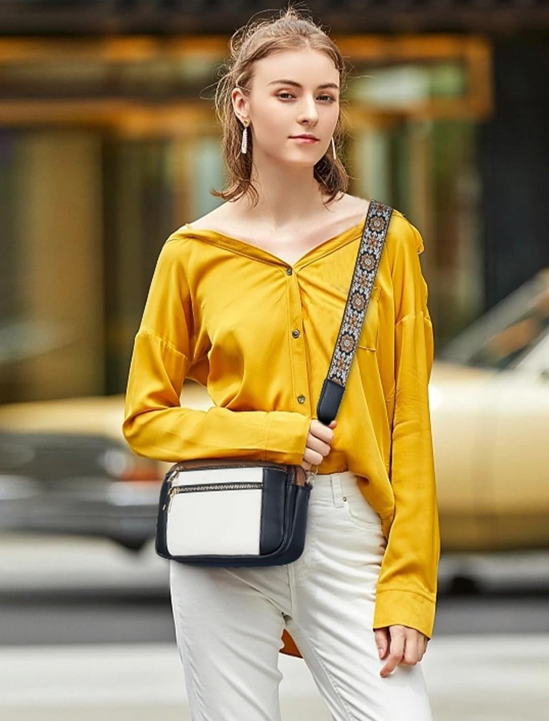 Erikka | Elegant crossbody bag with patterned adjustable strap