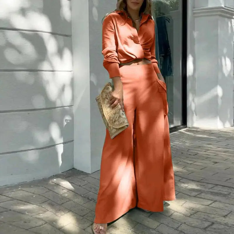 Summer Set – Elegant Knotted Shirt and High-Waisted Palazzo Pants